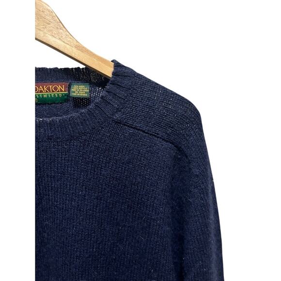 Vintage 90s Oakton Limited Navy Wool Blend Sweater Crewneck Pullover Men's XL - Picture 3 of 6